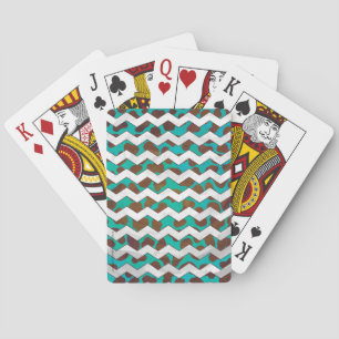 Cevron Dalmatian Brown and Teal Playing Cards