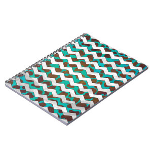 Cevron Dalmatian Brown and Teal Spiral Notebook