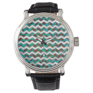 Cevron Dalmatian Brown and Teal Watch