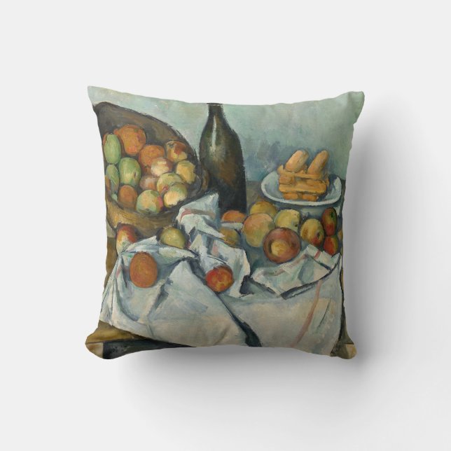 Cezanne Basket Apples Impressionism Art Cushion (Front)