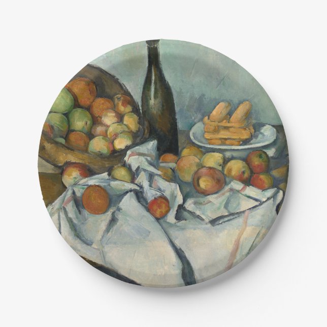 Cezanne Basket Apples Impressionism Art Paper Plate (Front)