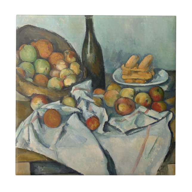 Cezanne Basket Apples Impressionism Art Tile (Front)