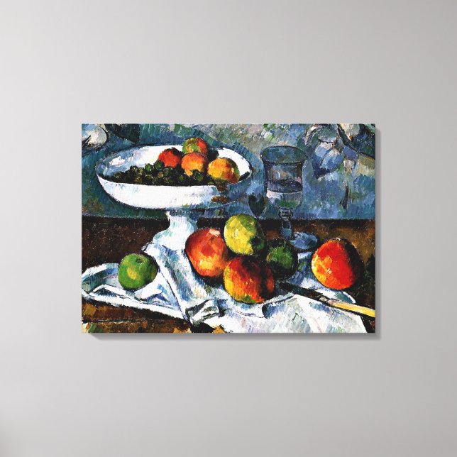 Cezanne - Compotier, Glass, Apples Canvas Print (Front)