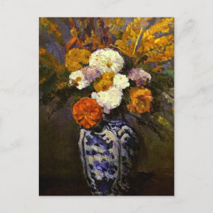 Cezanne - Dahlias, floral painting Postcard