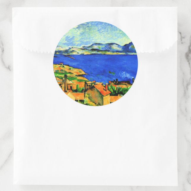 Cezanne - Gulf of Marseille, popular artwork, Classic Round Sticker (Bag)