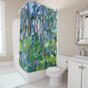 Cezanne - In the Woods, fine art painting, Shower Curtain
