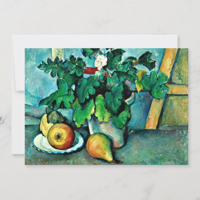 Cezanne - Pot of Primroses and Fruit Card (Front)