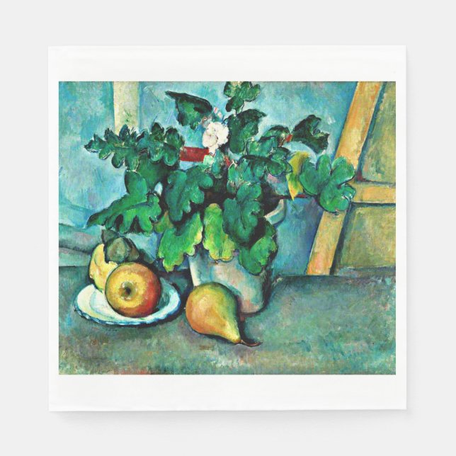 Cezanne - Pot of Primroses and Fruit Napkin (Front)