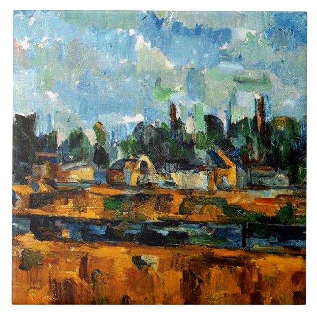 Cezanne - Riverbanks, landscape painting, Tile (Front)