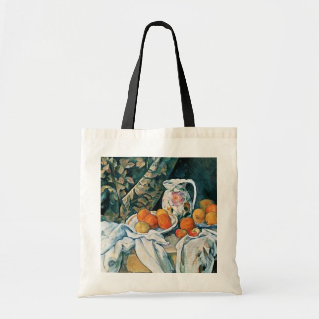 Cezanne Still Life Curtain,Flowered Pitcher,Fruit Tote Bag (Front)