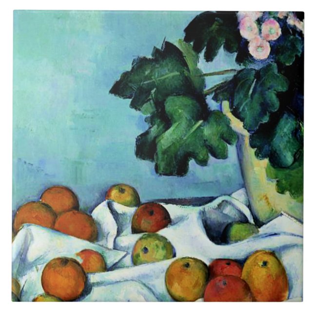 Cezanne - Still Life with Apples and Primroses Tile (Front)