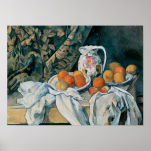 Cézanne - Still Life With Curtain And Flowered Pit Poster
