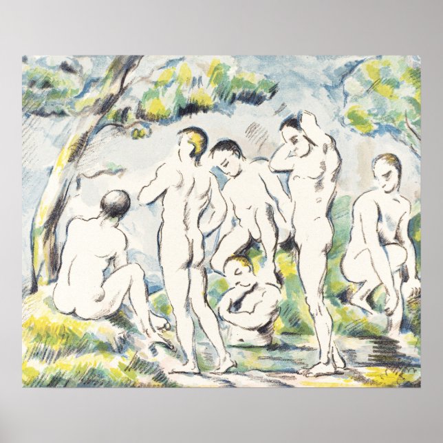 Cezanne The Bathers Vintage Lithograph Art Print (Front)