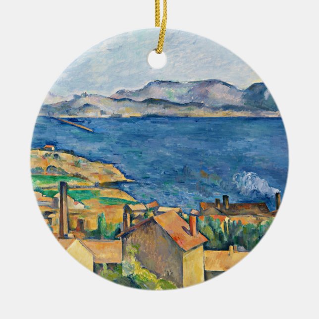 Cezanne - The Bay of Marseille from L'Estaque Ceramic Tree Decoration (Front)