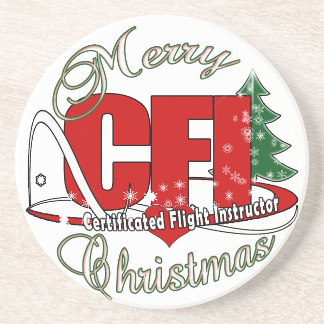 CFI CHRISTMAS Certificated Flight Instructor Coaster (Front)