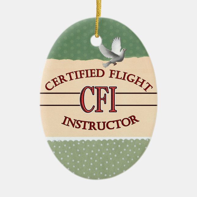 CFI LOGO RED CERTIFIED FLIGHT INSTRUCTOR CERAMIC TREE DECORATION (Front)