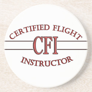 CFI LOGO RED CERTIFIED FLIGHT INSTRUCTOR COASTER