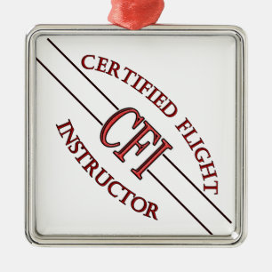 CFI LOGO RED CERTIFIED FLIGHT INSTRUCTOR METAL TREE DECORATION