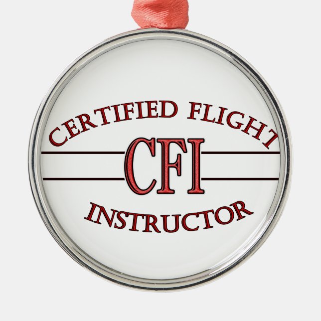 CFI LOGO RED CERTIFIED FLIGHT INSTRUCTOR METAL TREE DECORATION (Front)