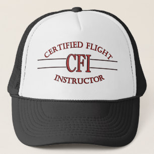 CFI LOGO RED CERTIFIED FLIGHT INSTRUCTOR TRUCKER HAT