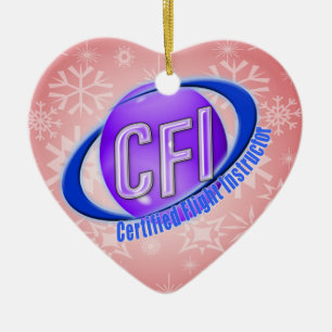 CFI ORB SWOOSH LOGO CERTIFIED FLIGHT INSTRUCTOR CERAMIC TREE DECORATION