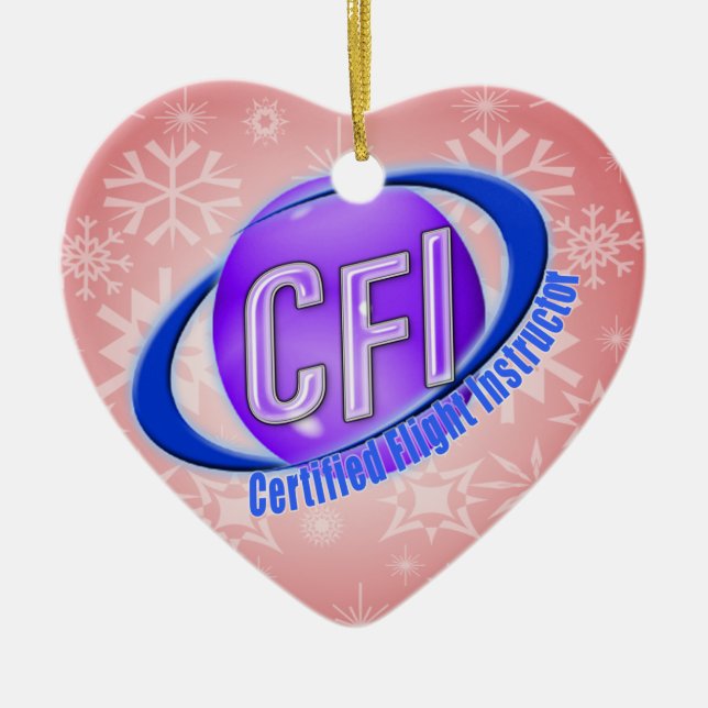 CFI ORB SWOOSH LOGO CERTIFIED FLIGHT INSTRUCTOR CERAMIC TREE DECORATION (Front)