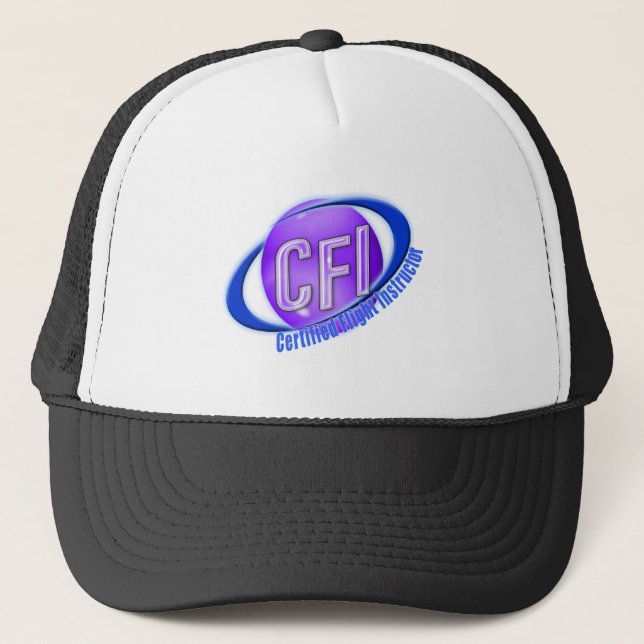 CFI ORB SWOOSH LOGO CERTIFIED FLIGHT INSTRUCTOR TRUCKER HAT (Front)