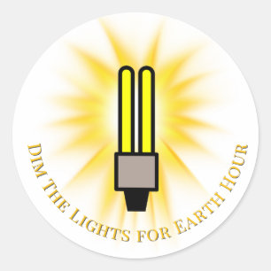 CFL Bulb Dim The Lights Earth Hour  Classic Round Sticker