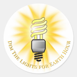 CFL Bulb Dim The Lights Earth Hour Classic Round Sticker