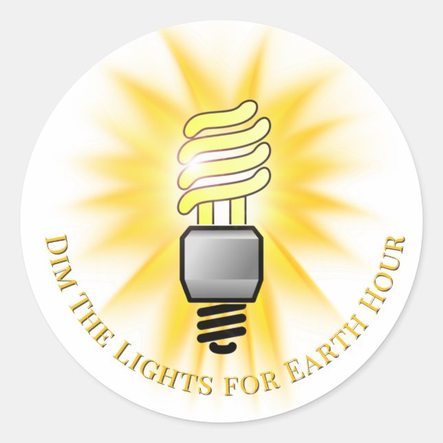 CFL Bulb Dim The Lights Earth Hour Classic Round Sticker (Front)
