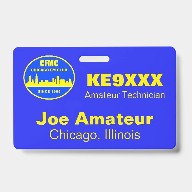 CFMC Horizontal Call Sign & Name Badge ID Badge (Front)