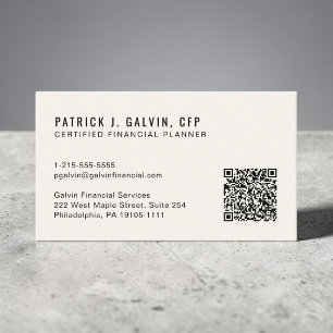 CFP Certified Financial Planner QR Code Business Card