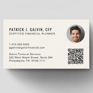 CFP Certified Financial Planner QR Code Photo Business Card