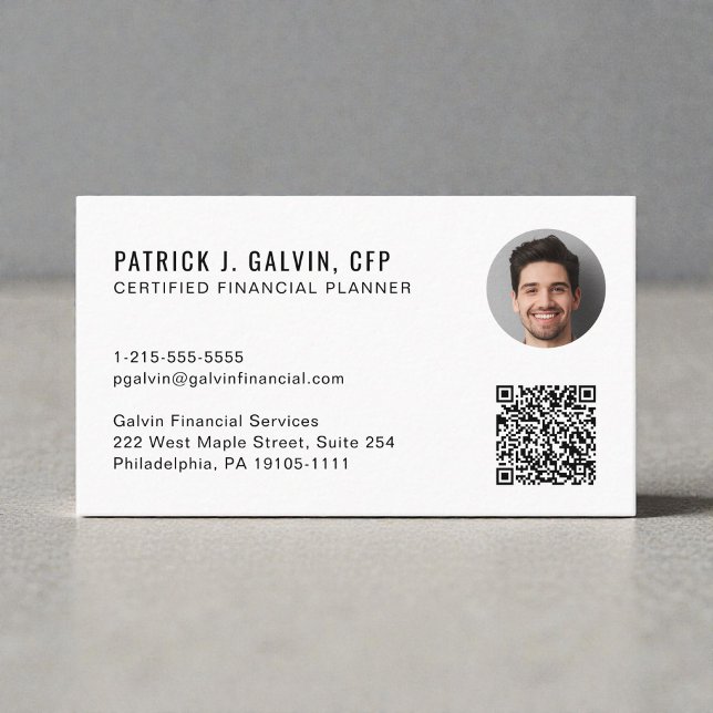 CFP Certified Financial Planner QR Code Photo Business Card (CFP Certified Financial Planner QR Code Photo Business Card)