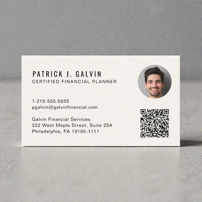 CFP Certified Financial Planner QR Code Photo Business Card (CFP Certified Financial Planner QR Code Photo Business Card)