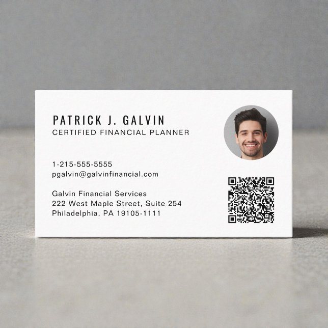 CFP Certified Financial Planner QR Code Photo Business Card (CFP Certified Financial Planner QR Code Photo Business Card)