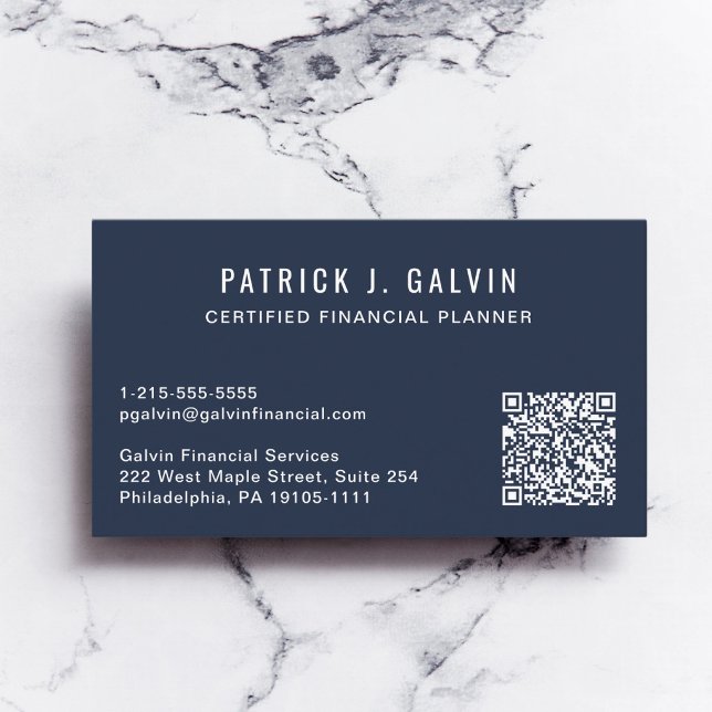 CFP Financial Planner QR Code Blue Business Card (CFP Financial Planner QR Code Blue Business Card)