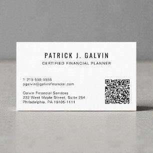CFP Financial Planner QR Code Business Card