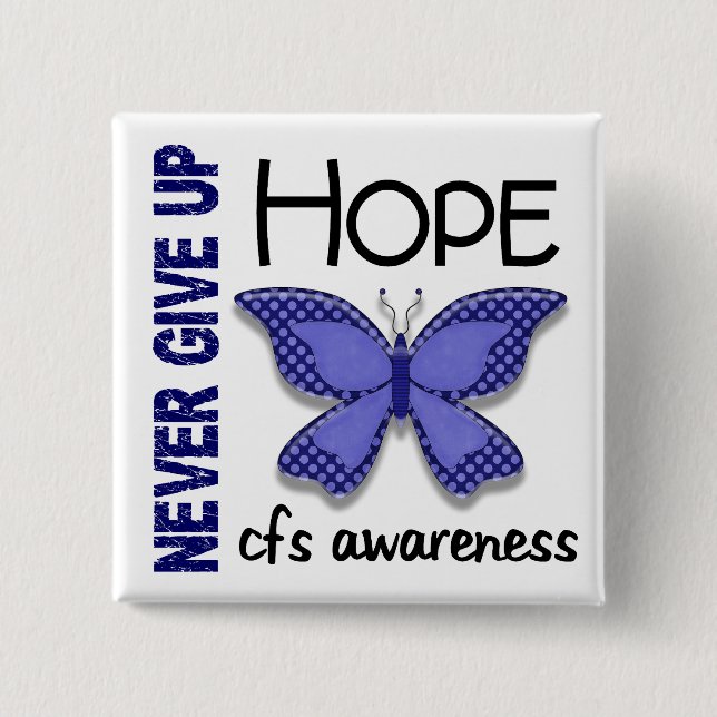 CFS Chronic Fatigue Syndrome Butterfly 15 Cm Square Badge (Front)