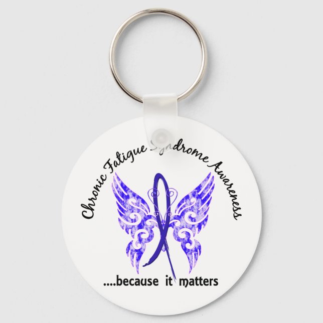 CFS Chronic Fatigue Syndrome Butterfly Key Ring (Front)