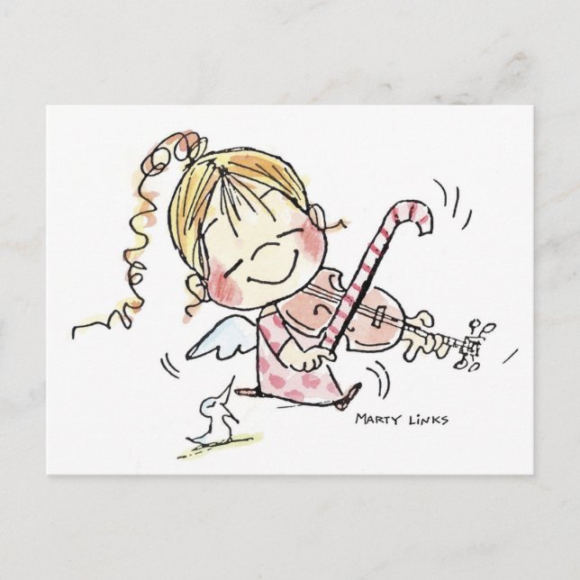 CH-008 Christmas Fiddler Holiday Postcard (Front)