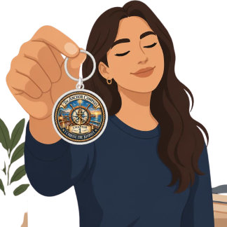 CH 1 Anchor Compass Captains Seal Achievement Key Ring