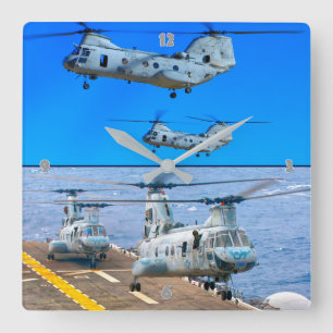 CH-46E SEA KNIGHT SQUARE WALL CLOCK