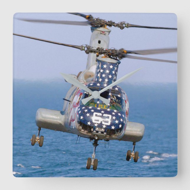 CH-46E SEA KNIGHT SQUARE WALL CLOCK (Front)