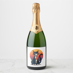Ch Ch Ch Meow Meow Scary Halloween Costume Cat T-S Sparkling Wine Label