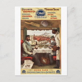 CH&D Pullman dining car 1894 Postcard