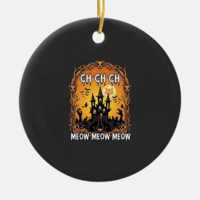 Ch Meow Halloween Haunted Castle_1 Ceramic Tree Decoration (Front)