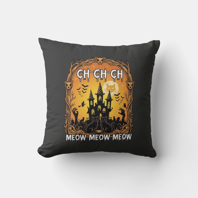 Ch Meow Halloween Haunted Castle_1 Cushion (Front)