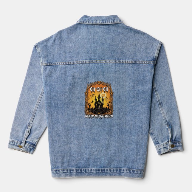 Ch Meow Halloween Haunted Castle_1 Denim Jacket (Back)