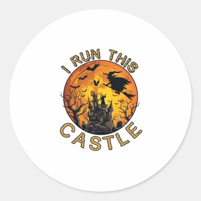 Ch Meow Halloween Haunted Castle (2)_1 Classic Round Sticker (Front)
